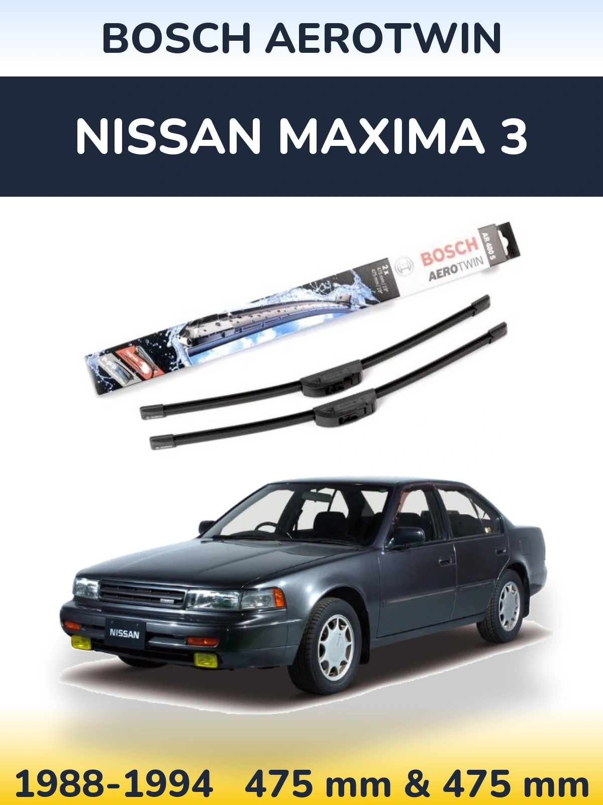 Sada předních stěračů BOSCH AeroTwin 475 a 475 mm pro Nissan Maxima 3 1988-1994