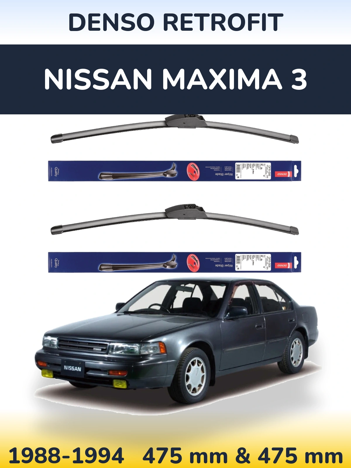 Sada předních stěračů Denso Retrofit 475 a 475 mm pro Nissan Maxima 3 1988-1994