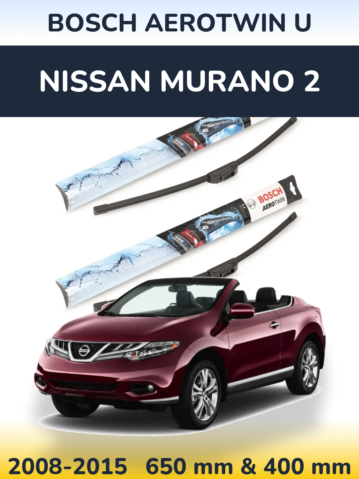 Sada předních stěračů BOSCH AeroTwin U 650 a 400 mm pro Nissan Murano 2 2008-2015