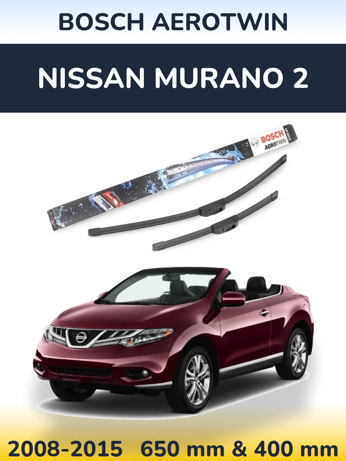 Sada předních stěračů BOSCH AeroTwin 650 a 400 mm pro Nissan Murano 2 2008-2015