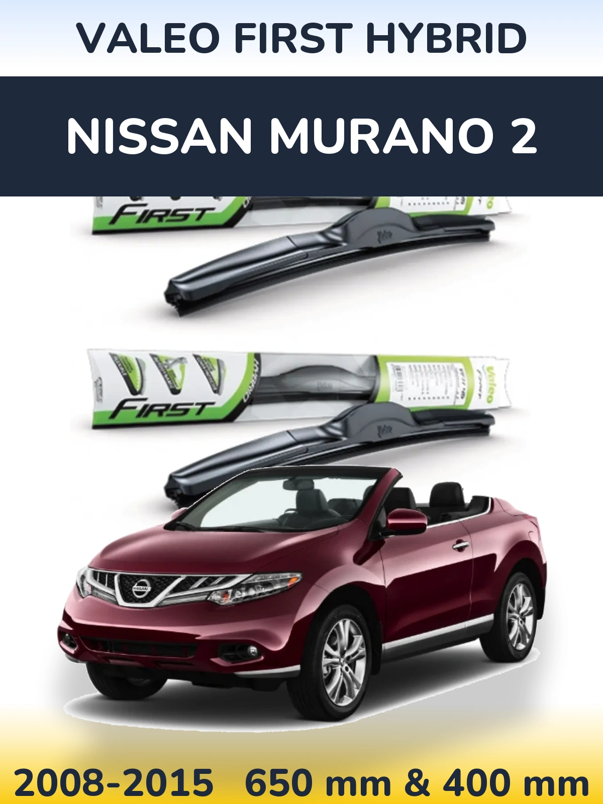 Sada předních stěračů Valeo First Hybrid 650 a 400 mm pro Nissan Murano 2 2008-2015