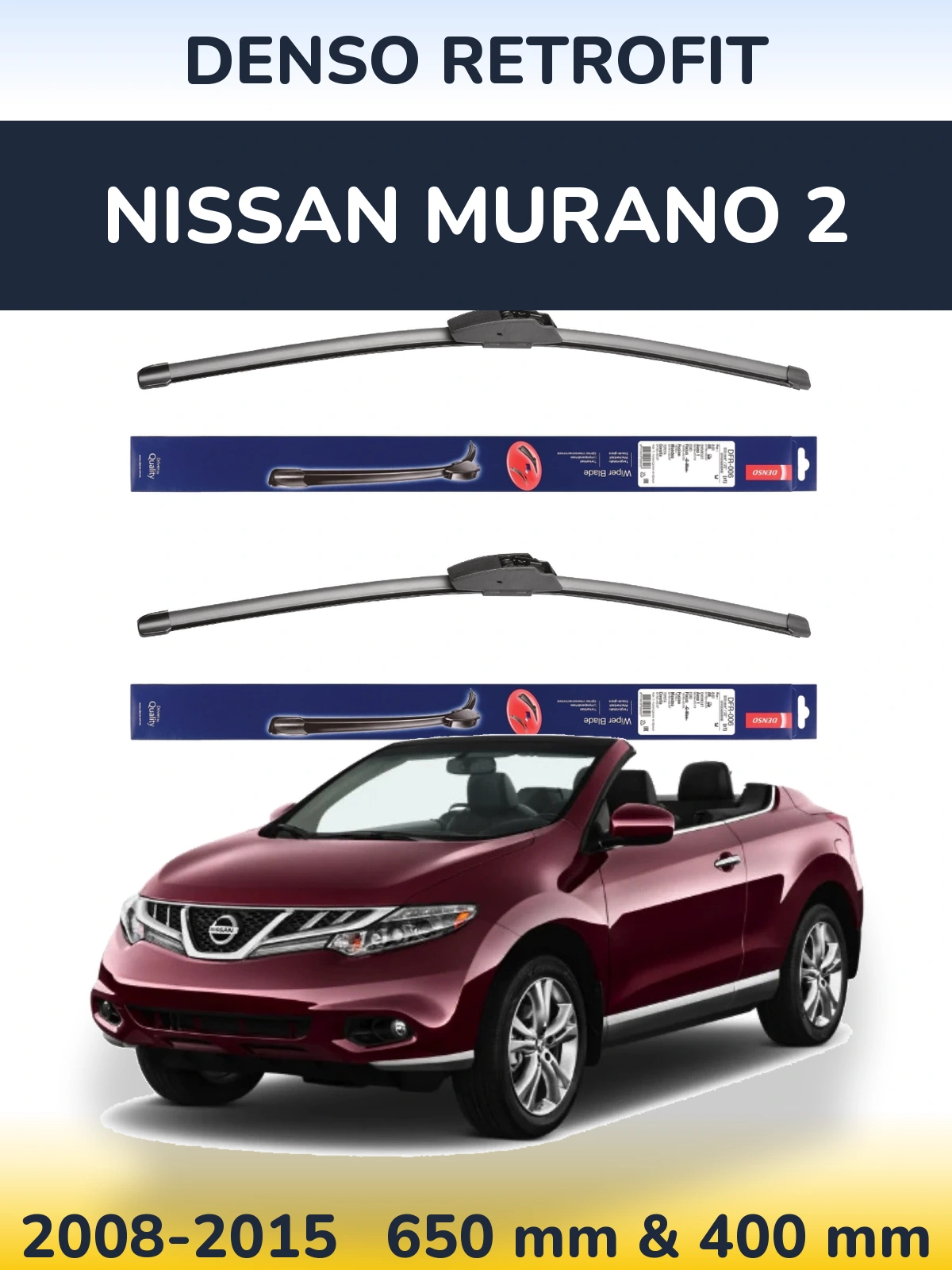 Sada předních stěračů Denso Retrofit 650 a 400 mm pro Nissan Murano 2 2008-2015