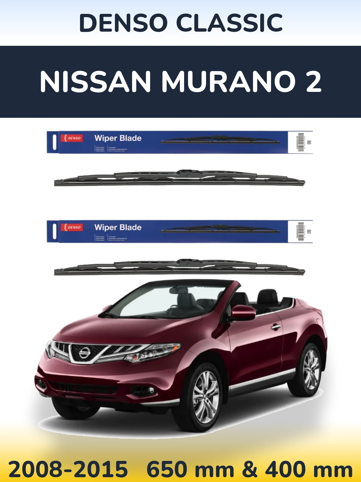 Sada předních stěračů Denso Classic 650 a 400 mm pro Nissan Murano 2 2008-2015
