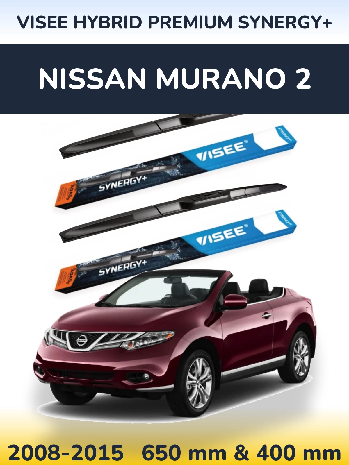 Sada předních stěračů VISEE HYBRID PREMIUM SYNERGY+ 650 a 400 mm pro Nissan Murano 2 2008-2015
