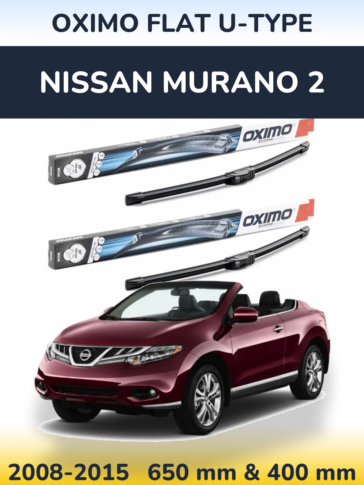 Sada předních stěračů Oximo Flat U-type 650 a 400 mm pro Nissan Murano 2 2008-2015