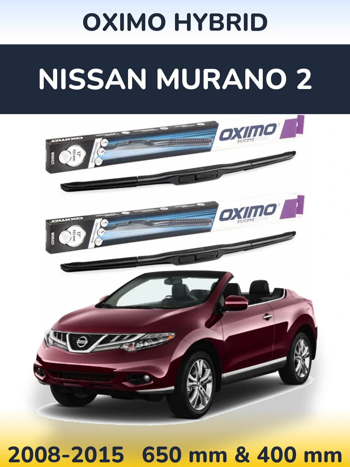 Sada předních stěračů Oximo Hybrid 650 a 400 mm pro Nissan Murano 2 2008-2015