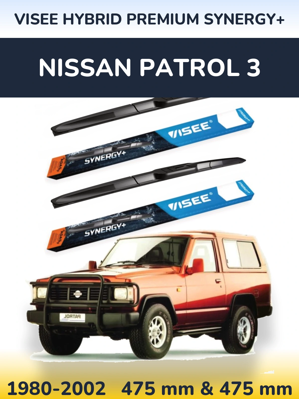 Sada předních stěračů VISEE HYBRID PREMIUM SYNERGY+ 475 a 475 mm pro Nissan Patrol 3 1980-2002