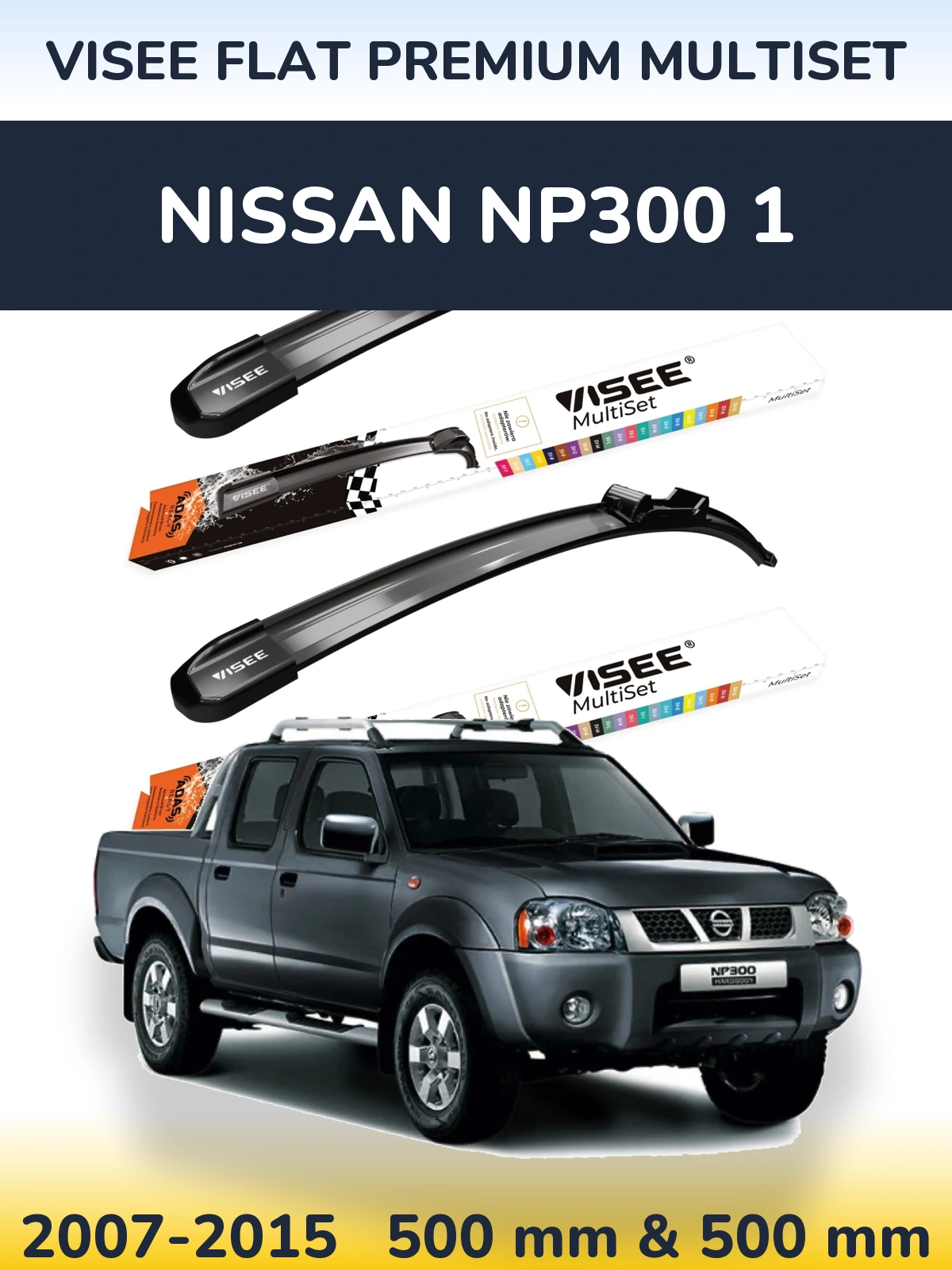Sada předních stěračů VISEE FLAT PREMIUM MultiSet 500 a 500 mm pro Nissan NP300 1 2007-2015