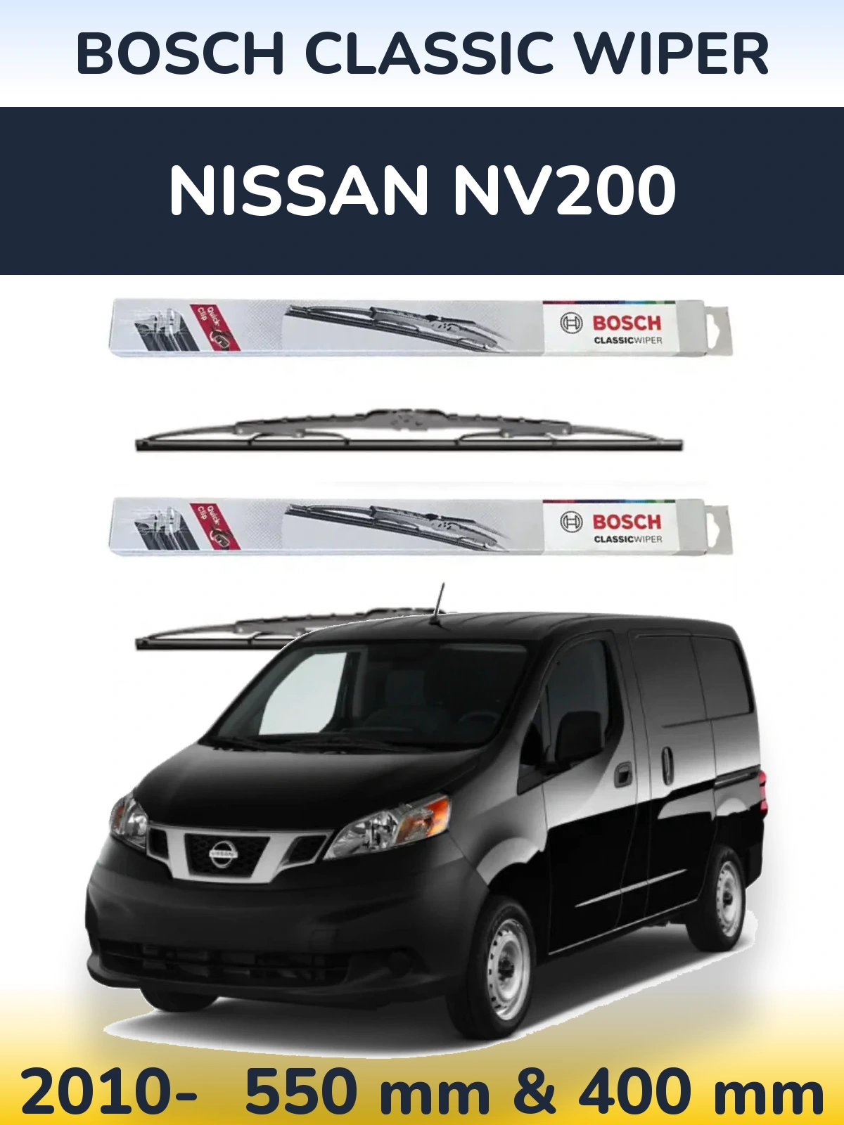 Sada předních stěračů BOSCH Classic Wiper 550 a 400 mm pro Nissan NV200 2010-2026