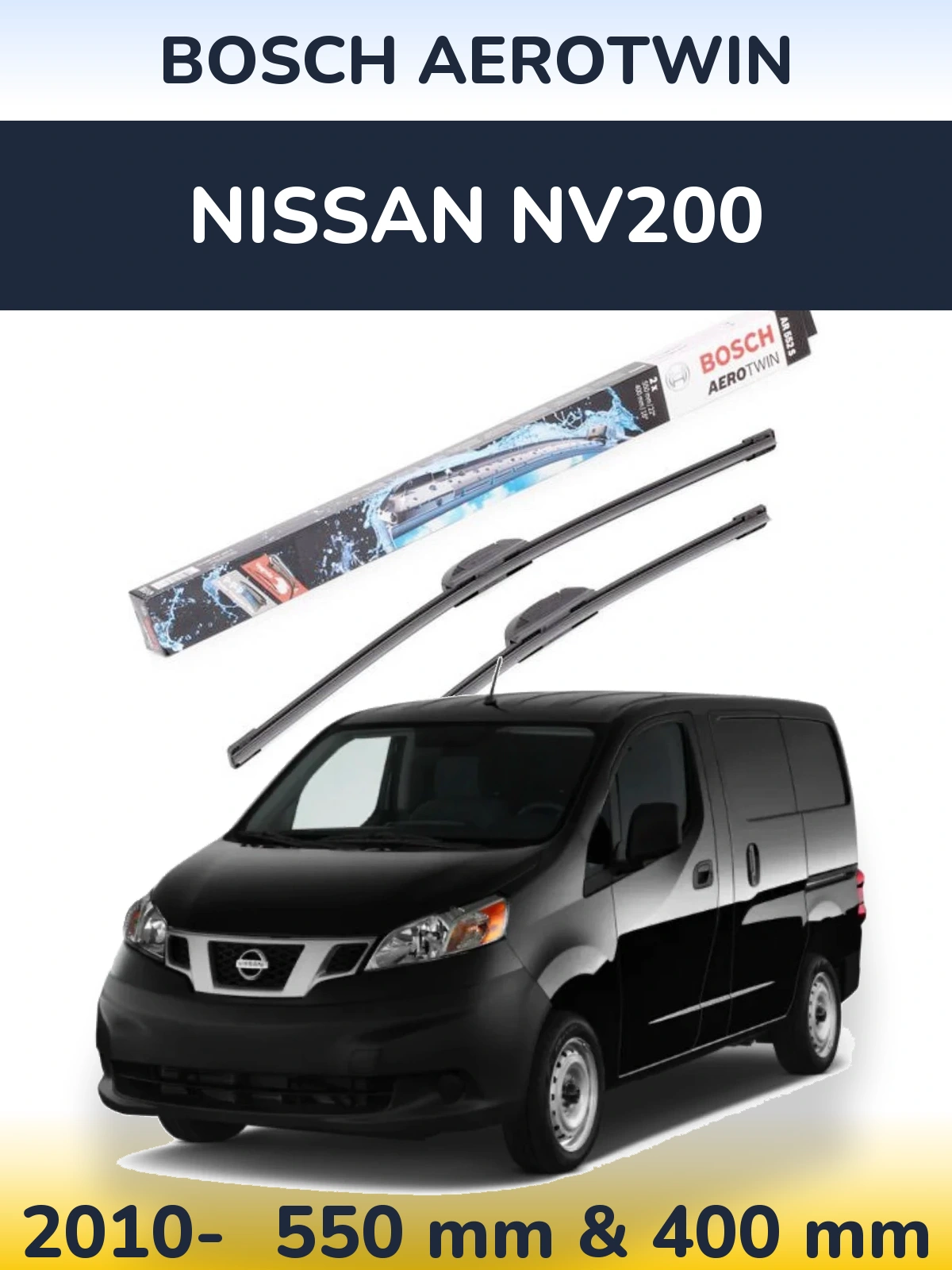 Комплект передніх щіток BOSCH AeroTwin 550 & 400 мм для Nissan NV200 2010-2026
