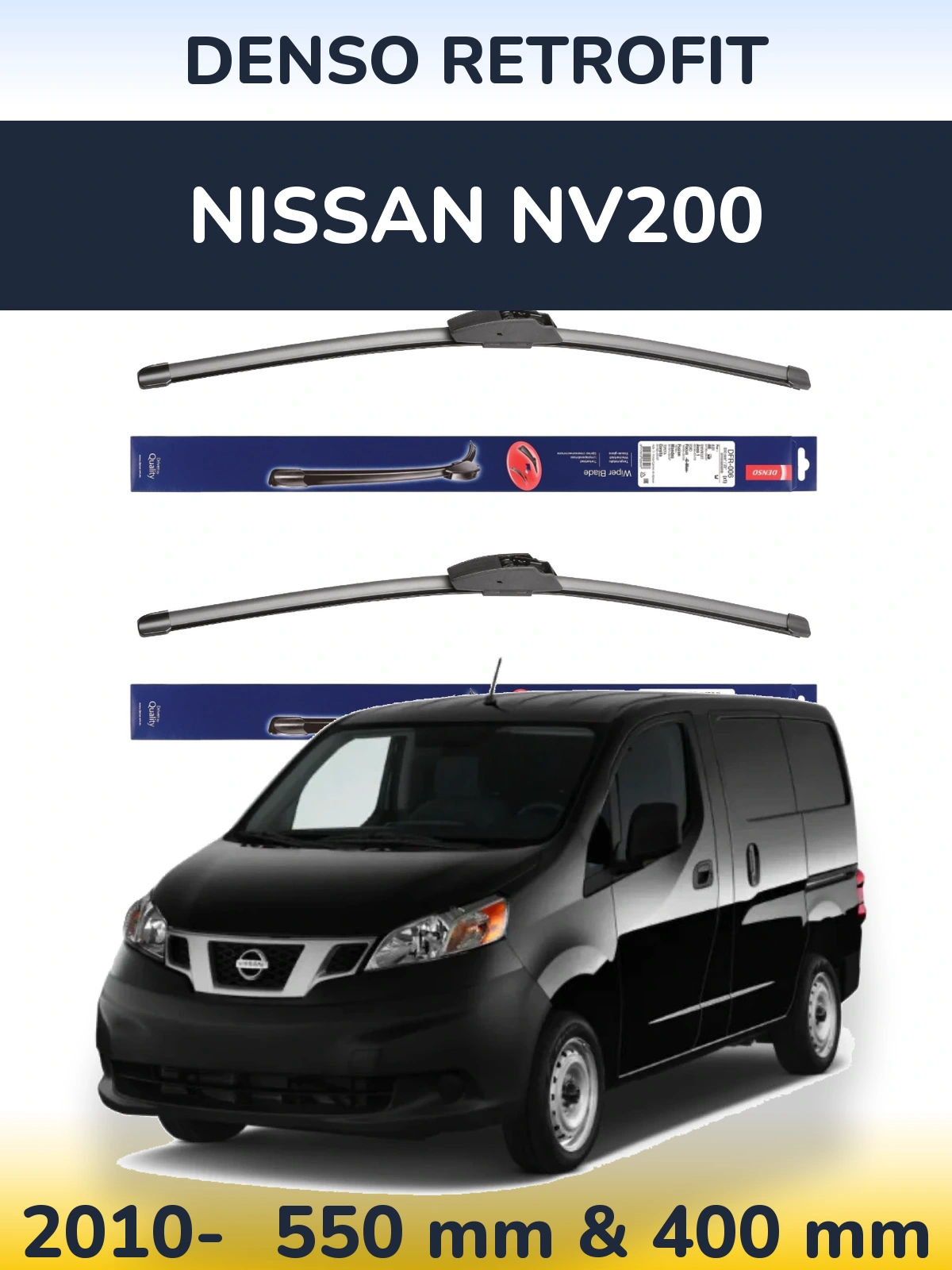Комплект передніх щіток Denso Retrofit 550 & 400 мм для Nissan NV200 2010-2026