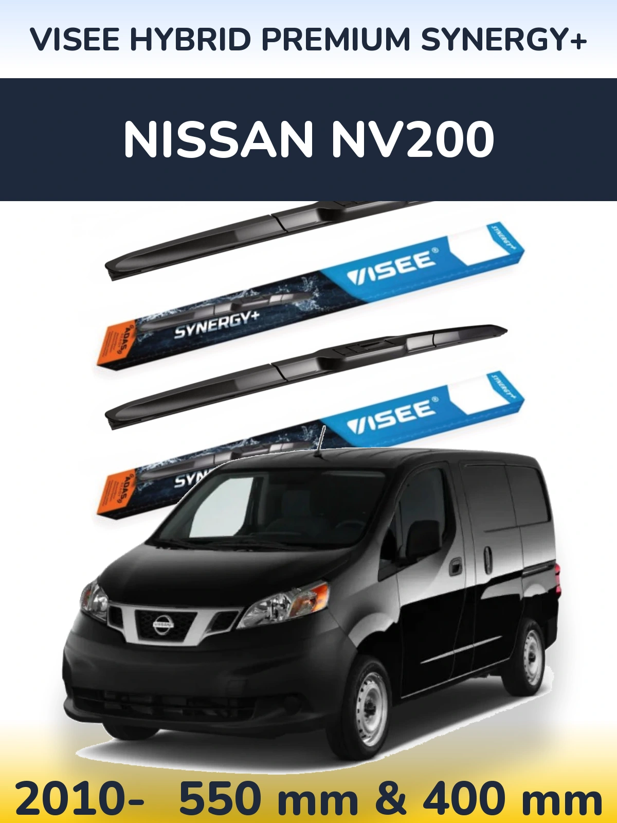 Sada předních stěračů VISEE HYBRID PREMIUM SYNERGY+ 550 a 400 mm pro Nissan NV200 2010-2026