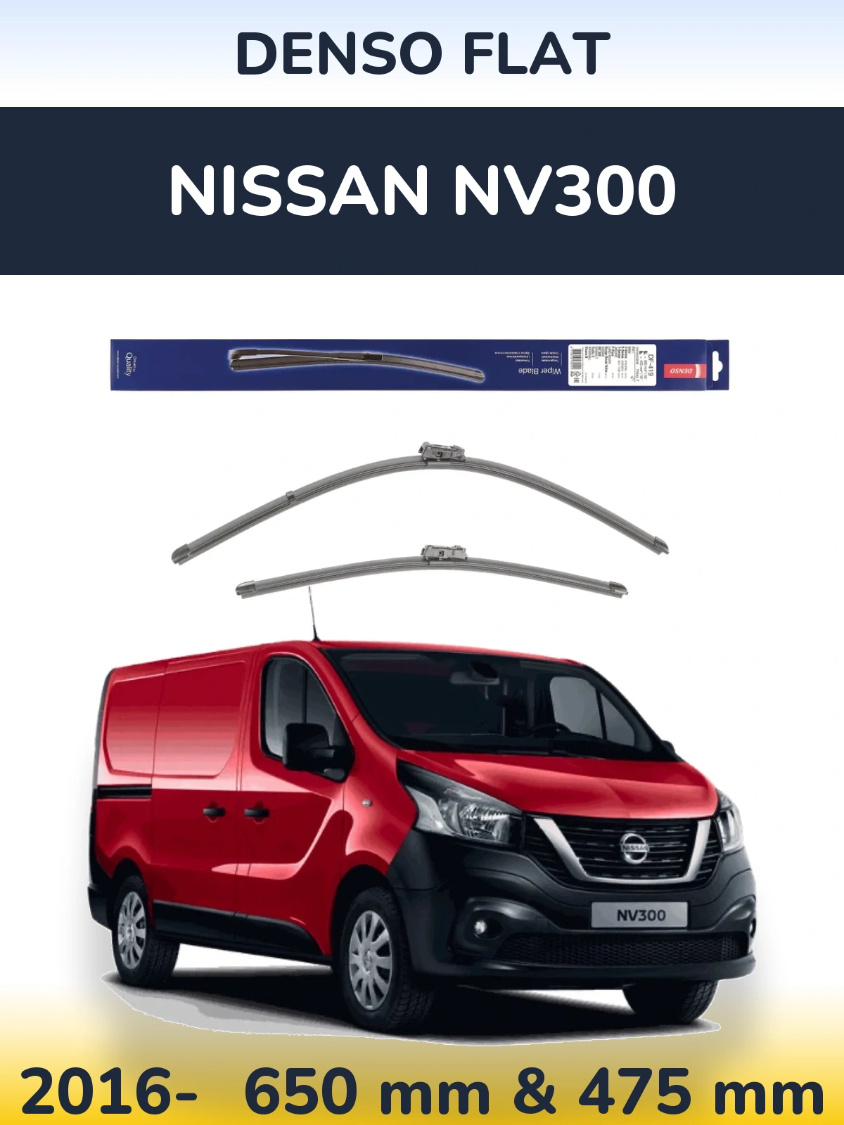 Sada předních stěračů Denso Flat 650 a 475 mm pro Nissan NV300 2016-2026