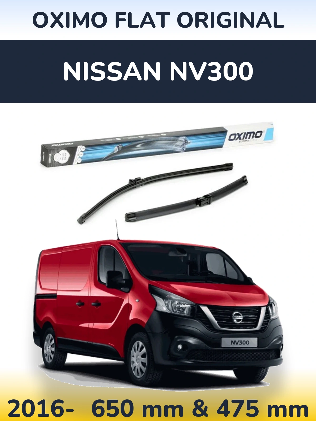 Sada předních stěračů Oximo Flat Original 650 a 475 mm pro Nissan NV300 2016-2026