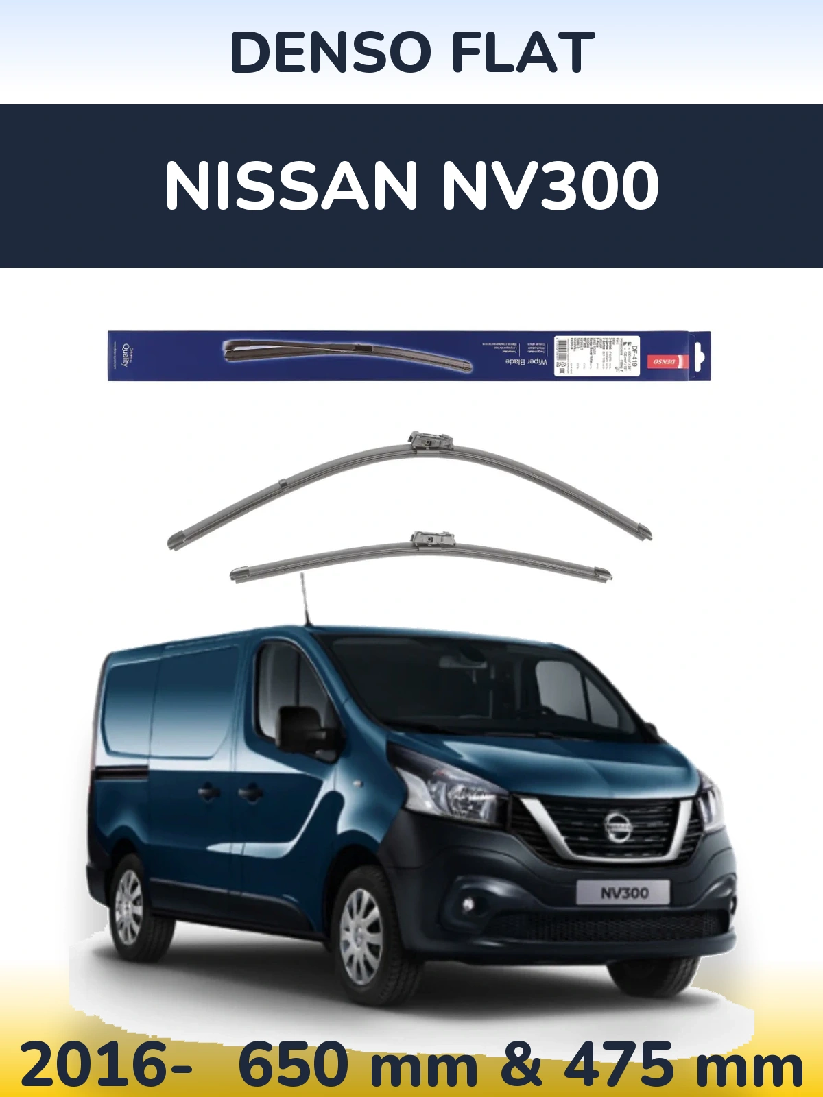 Sada předních stěračů Denso Flat 650 a 475 mm pro Nissan NV300 2016-2026