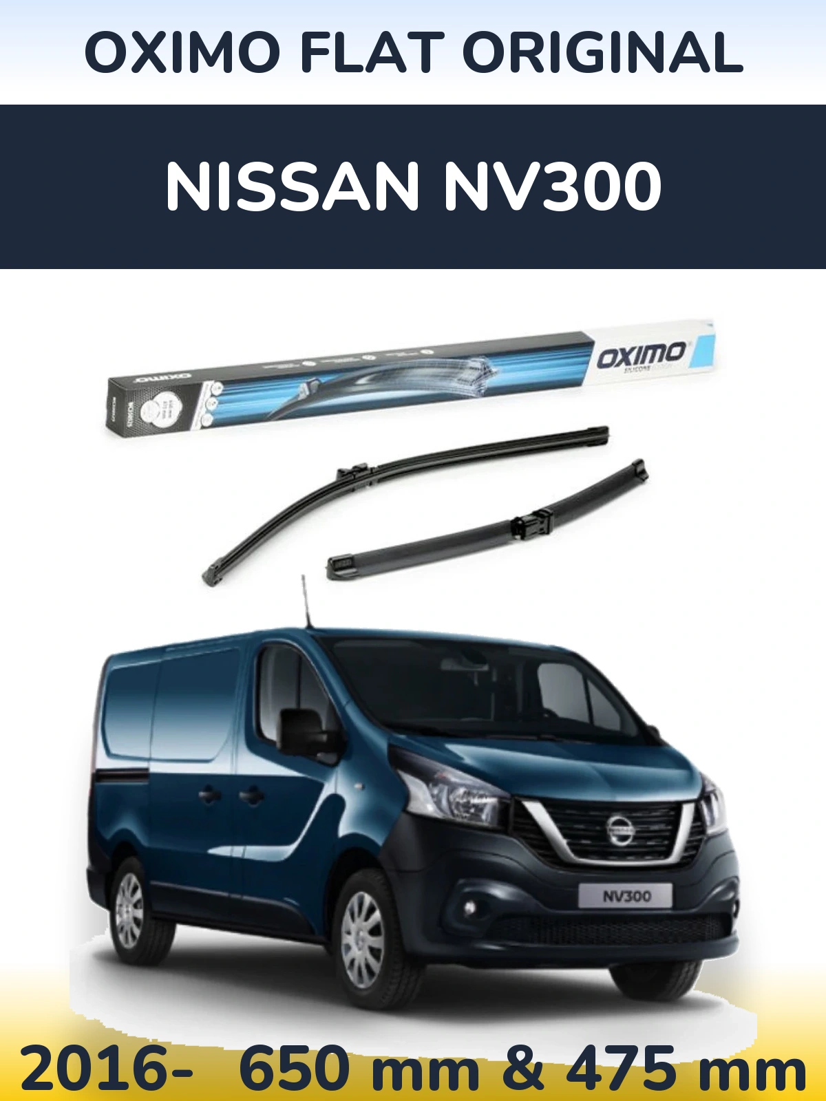 Sada předních stěračů Oximo Flat Original 650 a 475 mm pro Nissan NV300 2016-2026