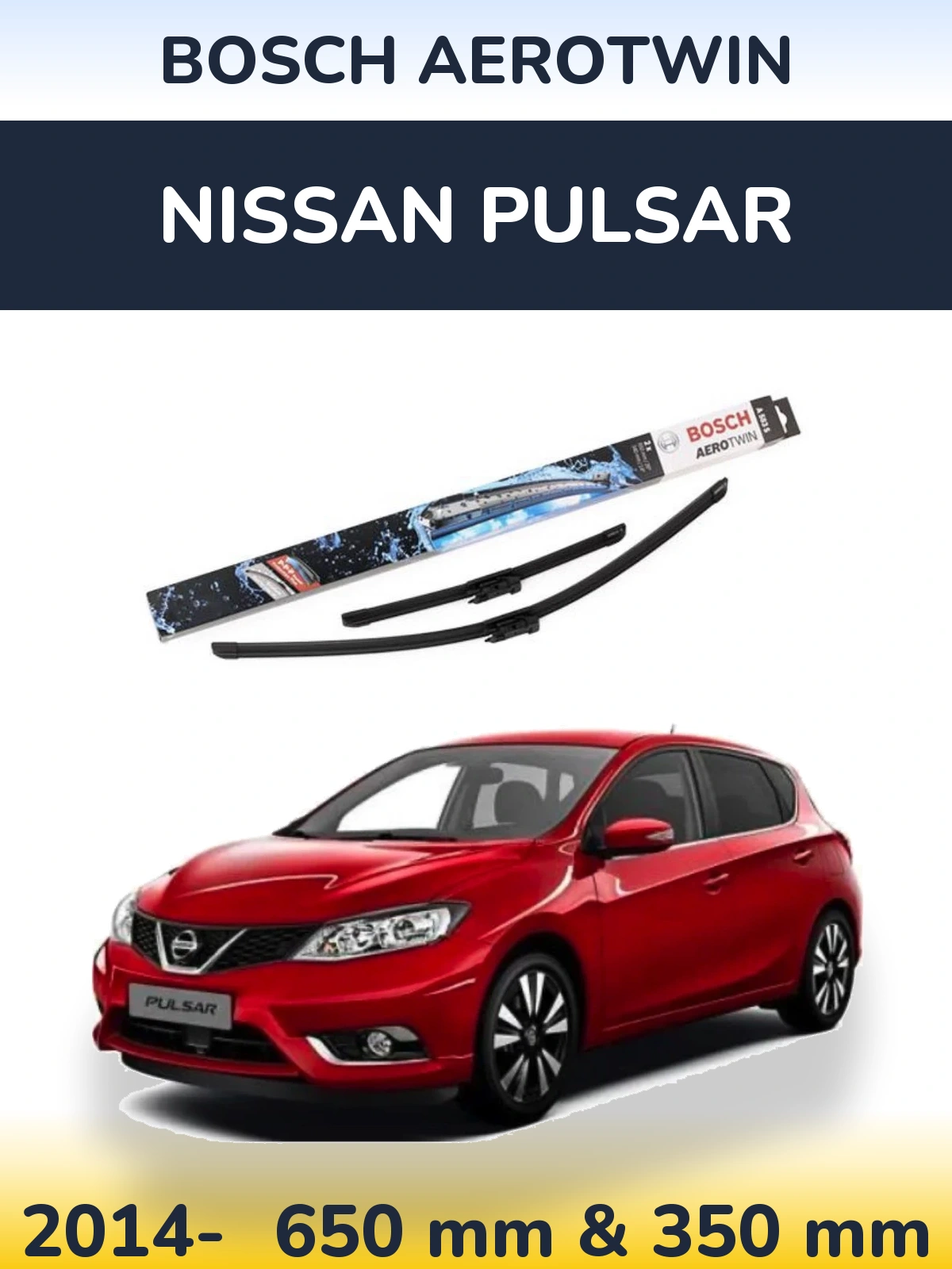 Sada předních stěračů BOSCH AeroTwin 650 a 340 mm pro Nissan Pulsar 2014-2026