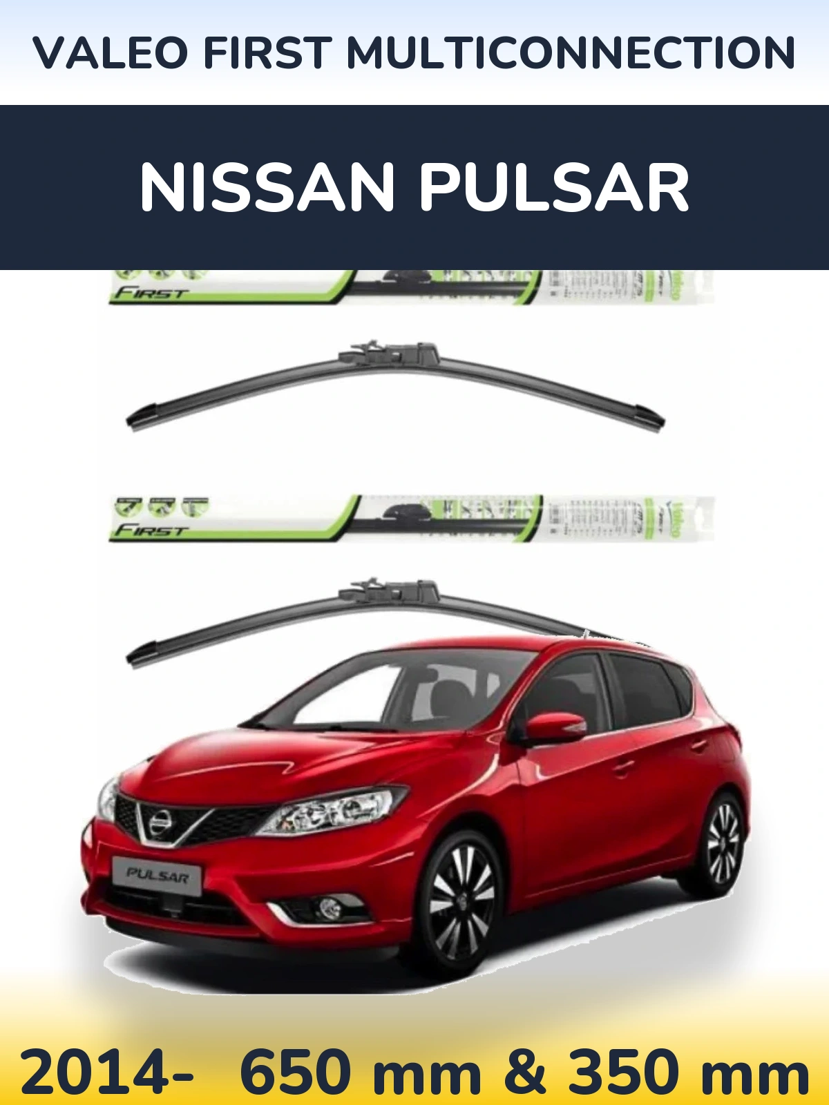 Sada předních stěračů Valeo First MultiConnection 650 a 350 mm pro Nissan Pulsar 2014-2026