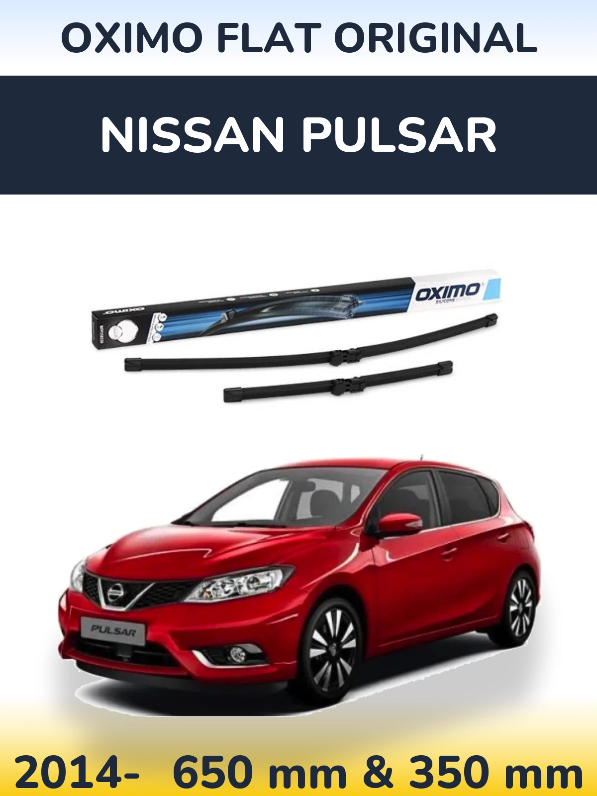 Sada předních stěračů Oximo Flat Original 650 a 350 mm pro Nissan Pulsar 2014-2026