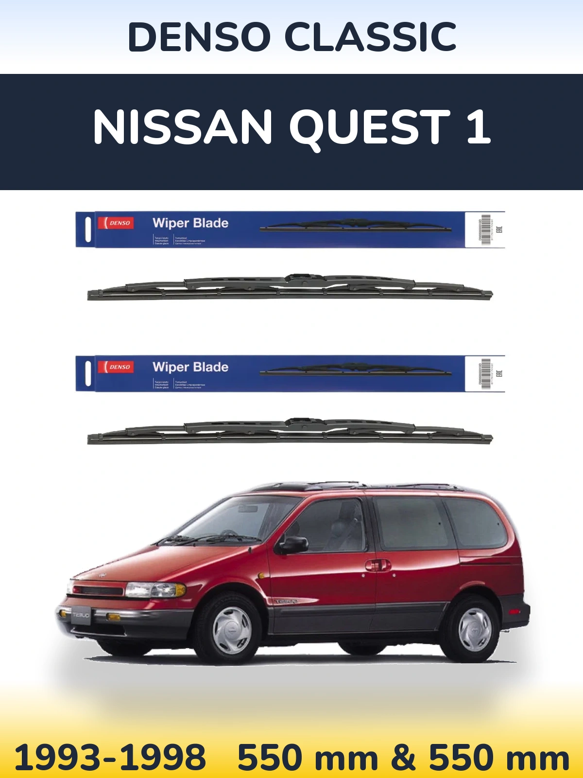 Sada předních stěračů Denso Classic 550 a 550 mm pro Nissan Quest 1 1993-1998