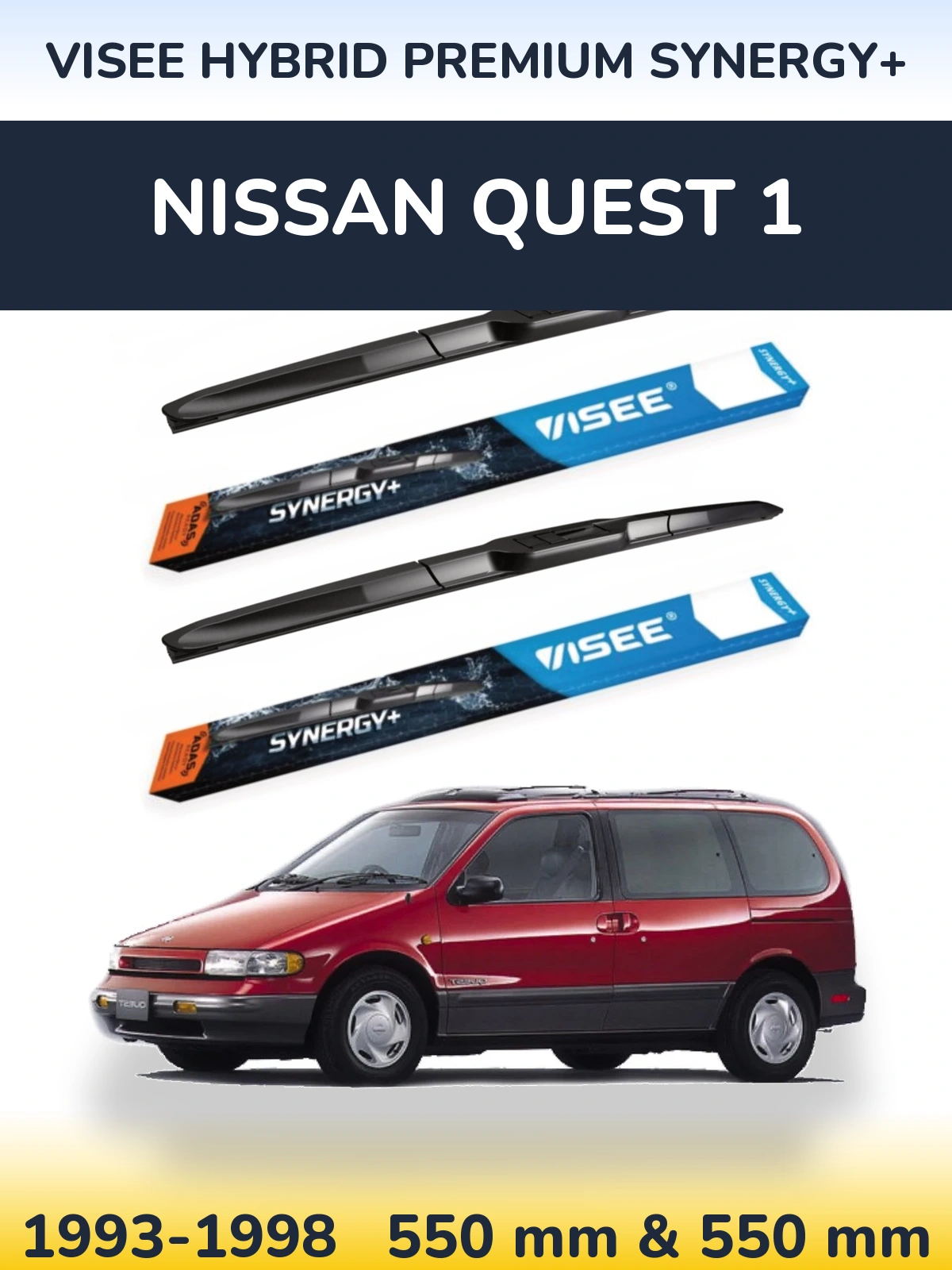 Sada předních stěračů VISEE HYBRID PREMIUM SYNERGY+ 550 a 550 mm pro Nissan Quest 1 1993-1998