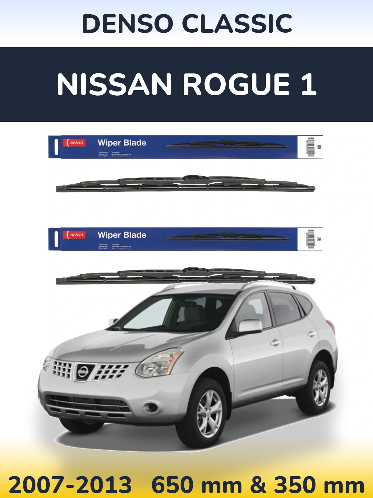Sada předních stěračů Denso Classic 650 a 350 mm pro Nissan Rogue 1 2007-2013