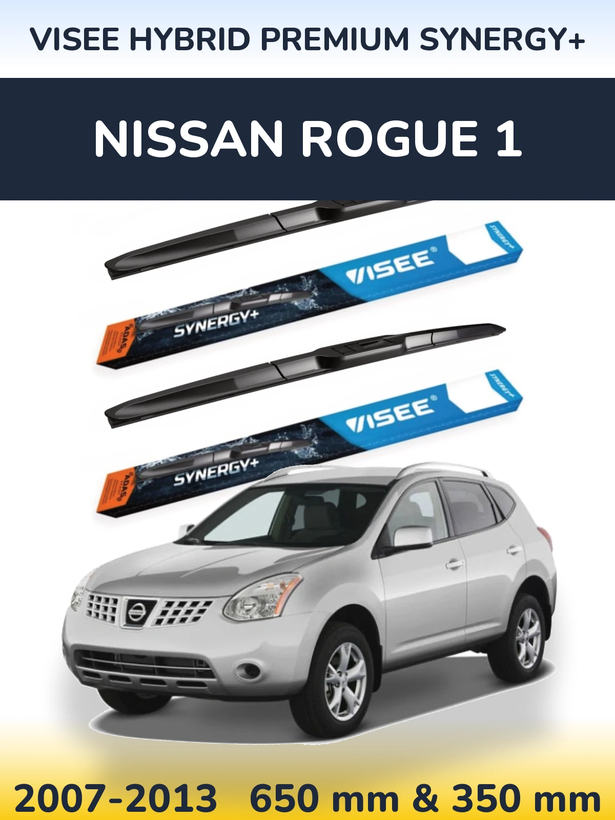 Sada předních stěračů VISEE HYBRID PREMIUM SYNERGY+ 650 a 350 mm pro Nissan Rogue 1 2007-2013