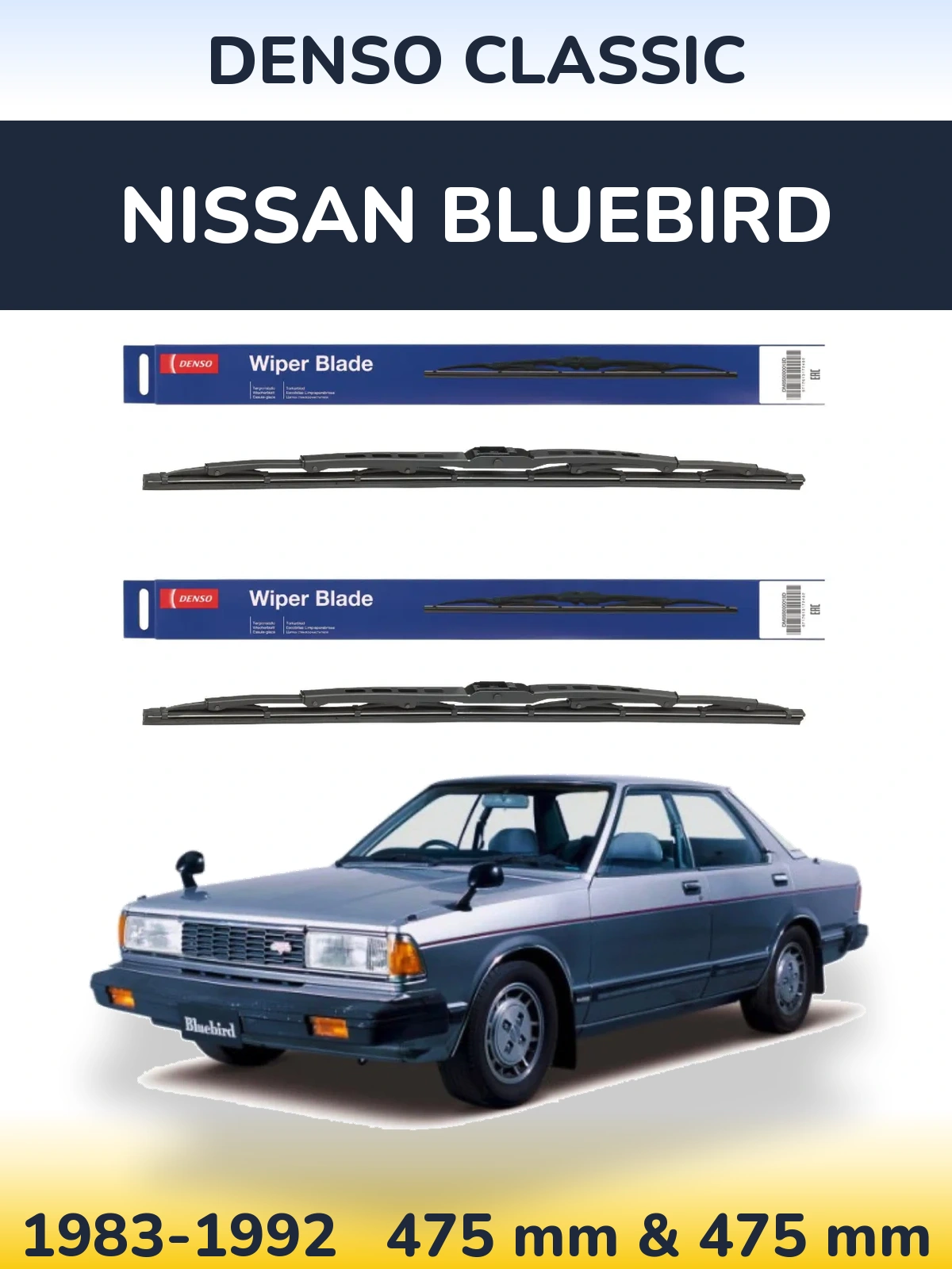 Sada předních stěračů Denso Classic 475 a 475 mm pro Nissan Bluebird 1983-1992