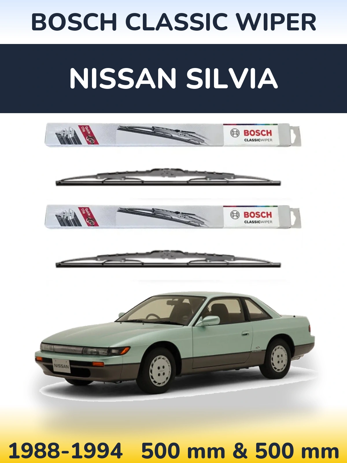 Sada předních stěračů BOSCH Classic Wiper 500 a 500 mm pro Nissan Silvia 1988-1994