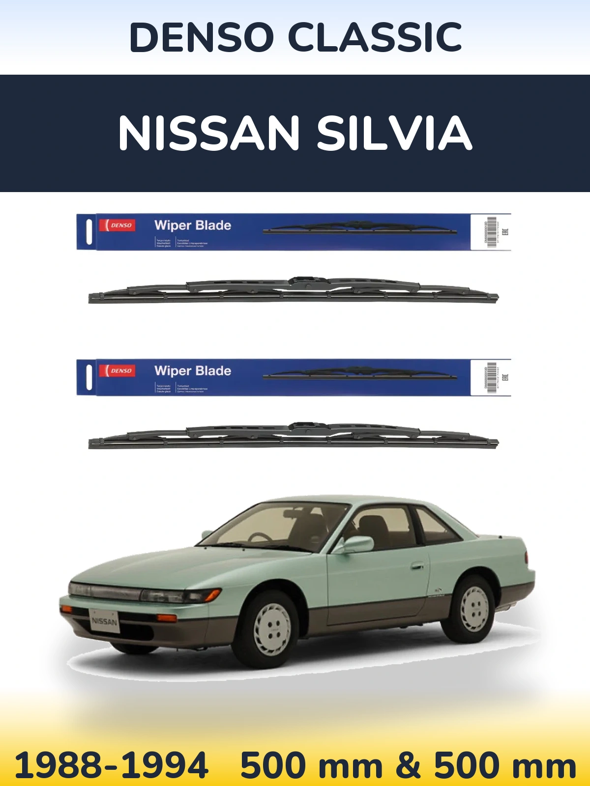 Sada předních stěračů Denso Classic 500 a 500 mm pro Nissan Silvia 1988-1994