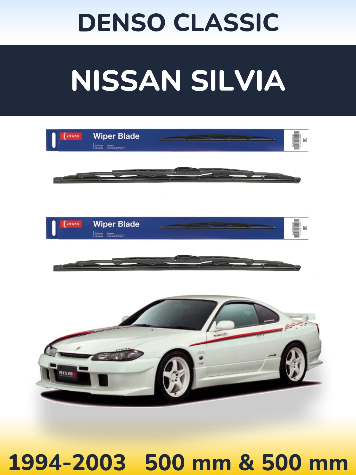 Sada předních stěračů Denso Classic 500 a 500 mm pro Nissan Silvia 1994-2003