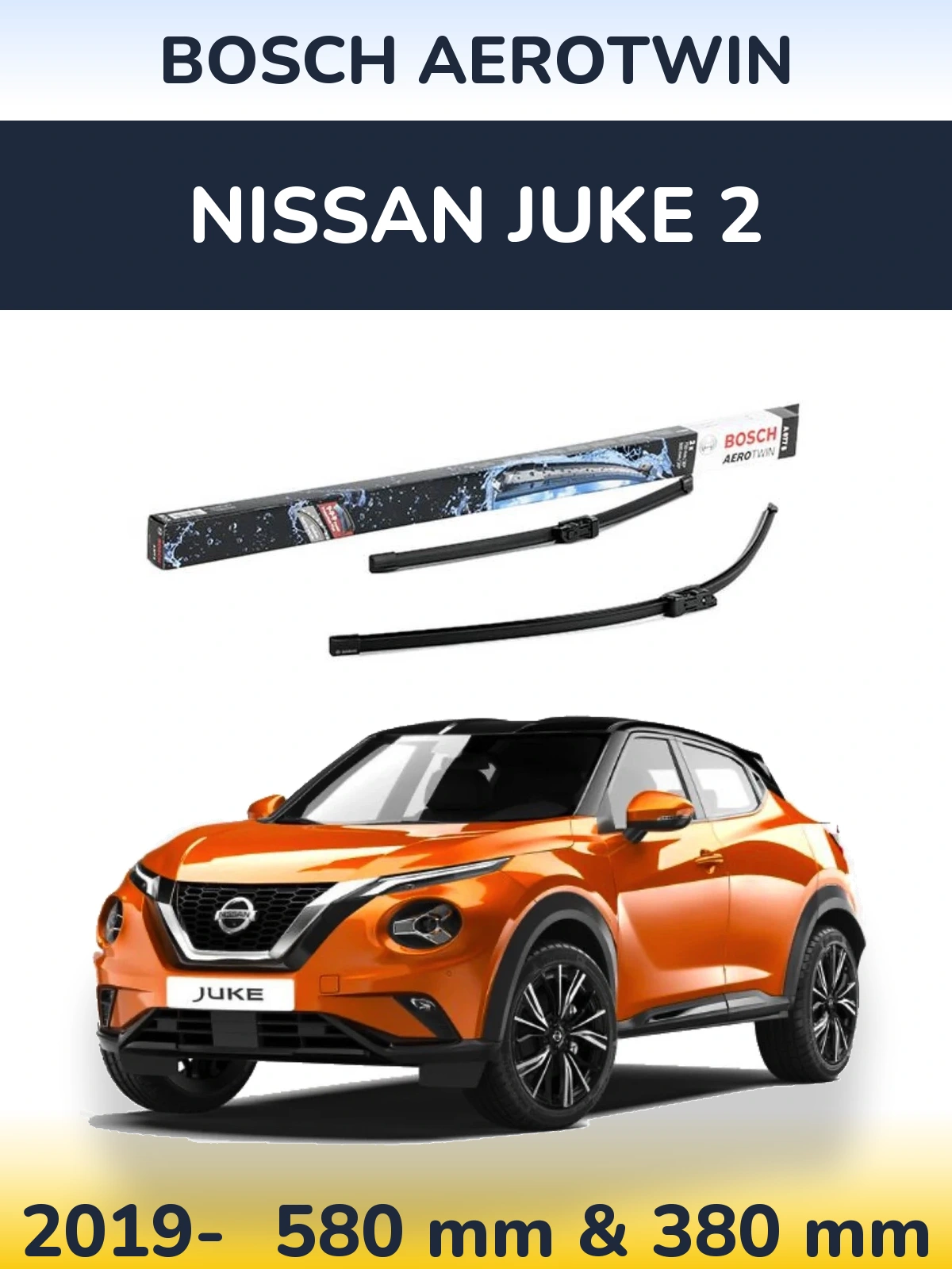 Sada předních stěračů BOSCH AeroTwin 580 a 380 mm pro Nissan Juke 2 2019-2026