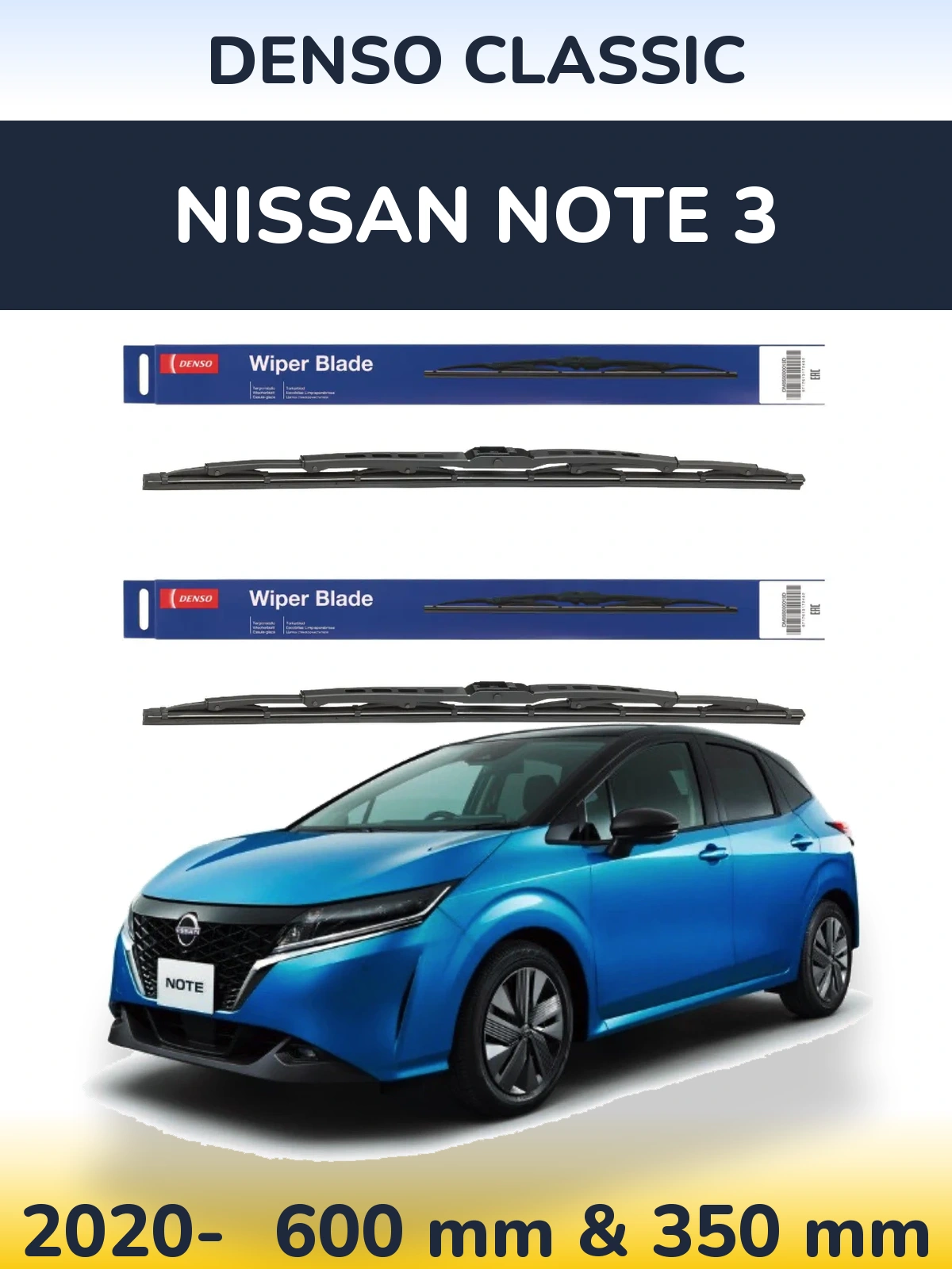 Sada předních stěračů Denso Classic 600 a 350 mm pro Nissan Note 3 2020-2026