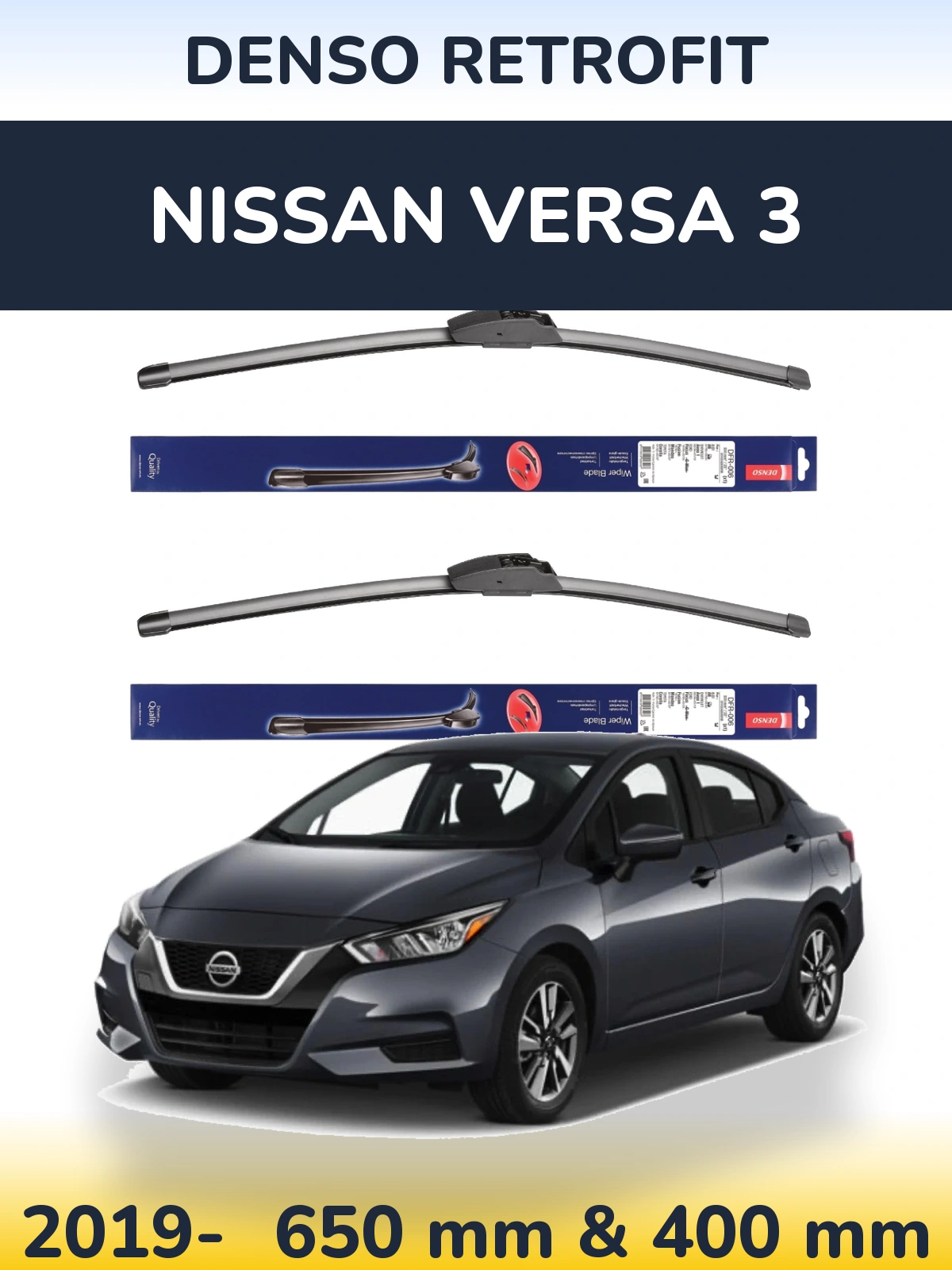 Sada předních stěračů Denso Retrofit 650 a 400 mm pro Nissan Versa 3 2019-2026