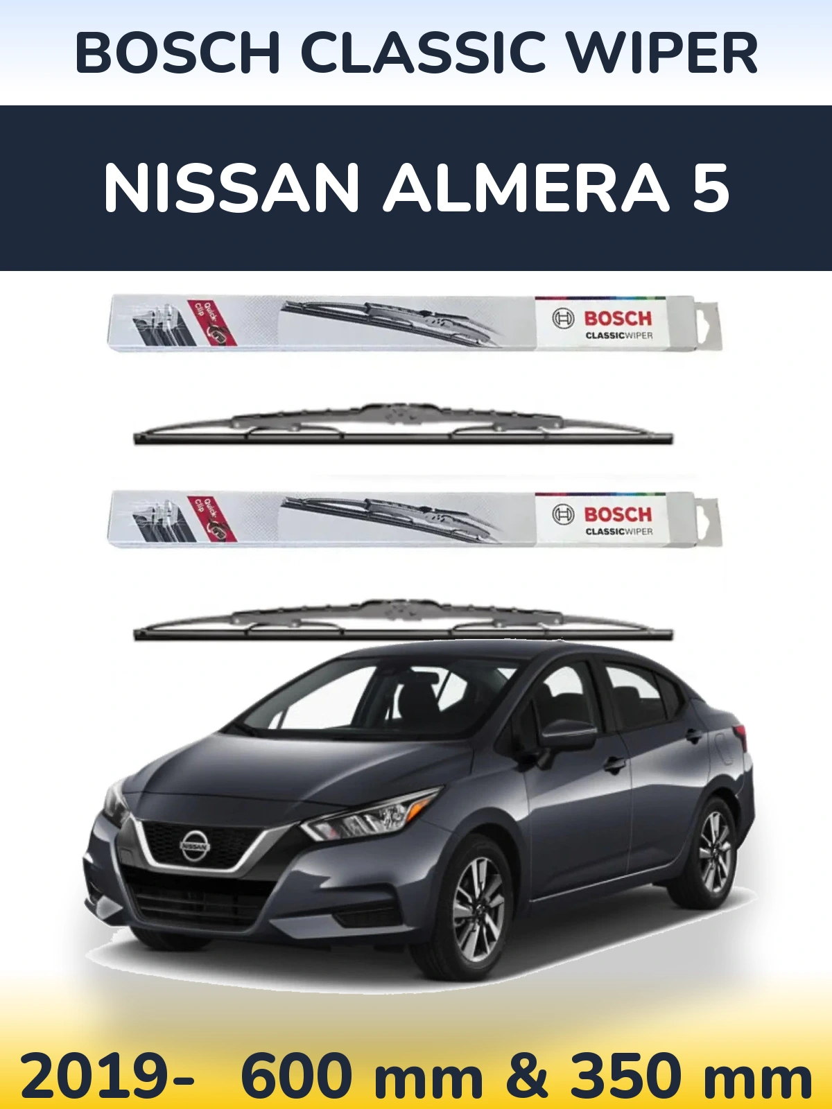 Sada předních stěračů BOSCH Classic Wiper 600 a 340 mm pro Nissan Almera 5 2019-2026