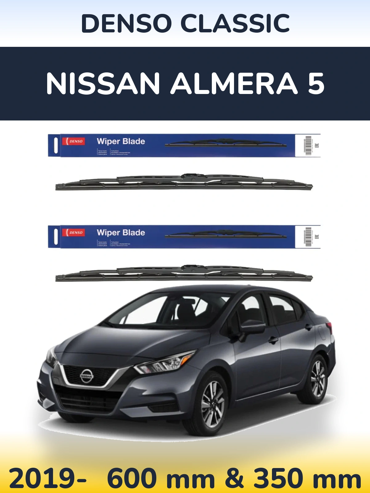 Sada předních stěračů Denso Classic 600 a 350 mm pro Nissan Almera 5 2019-2026