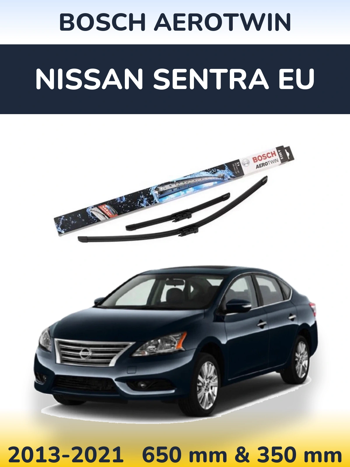 Комплект передніх щіток BOSCH AeroTwin 650 & 340 мм для Nissan Sentra EU 2013-2021
