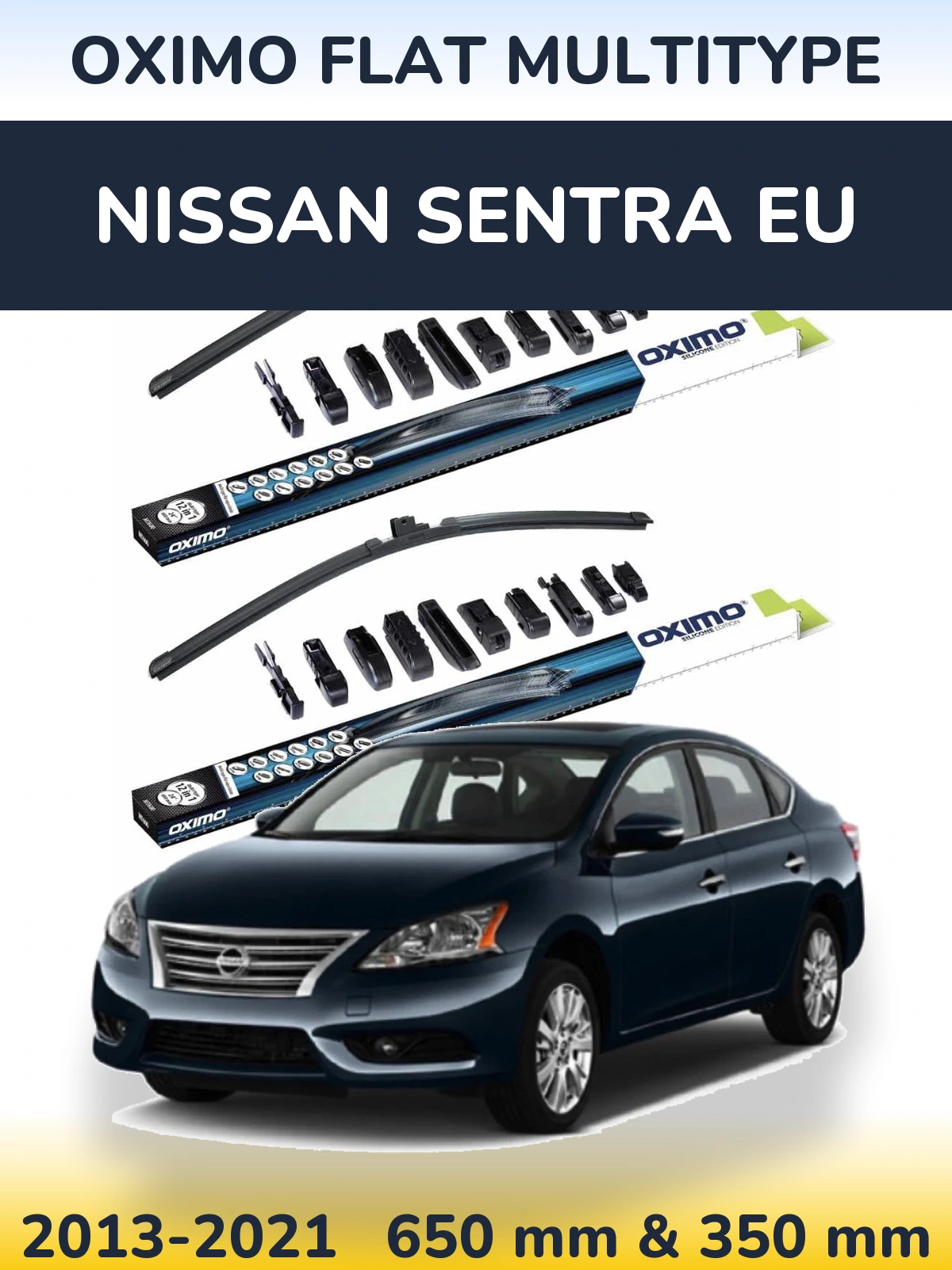 Sada předních stěračů Oximo Flat MultiType 650 a 350 mm pro Nissan Sentra EU 2013-2021