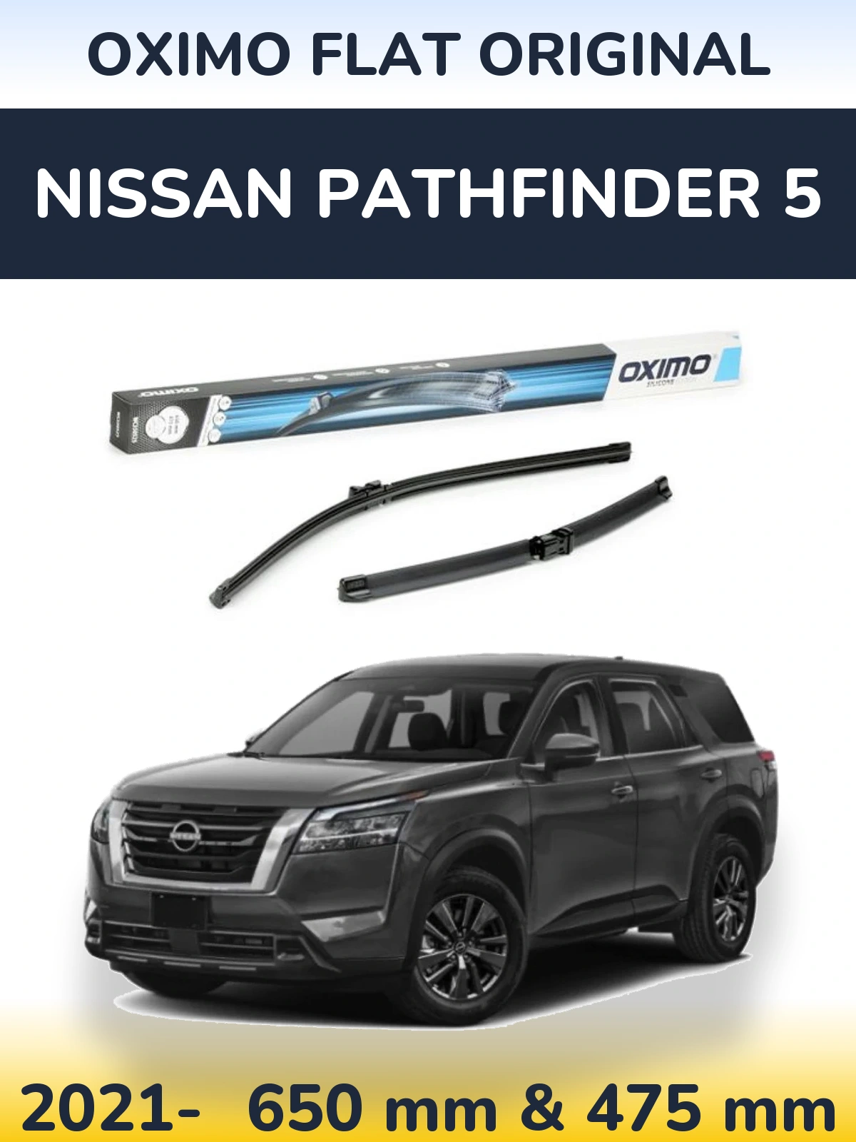 Sada předních stěračů Oximo Flat Original 650 a 475 mm pro Nissan Pathfinder 5 2021-2026