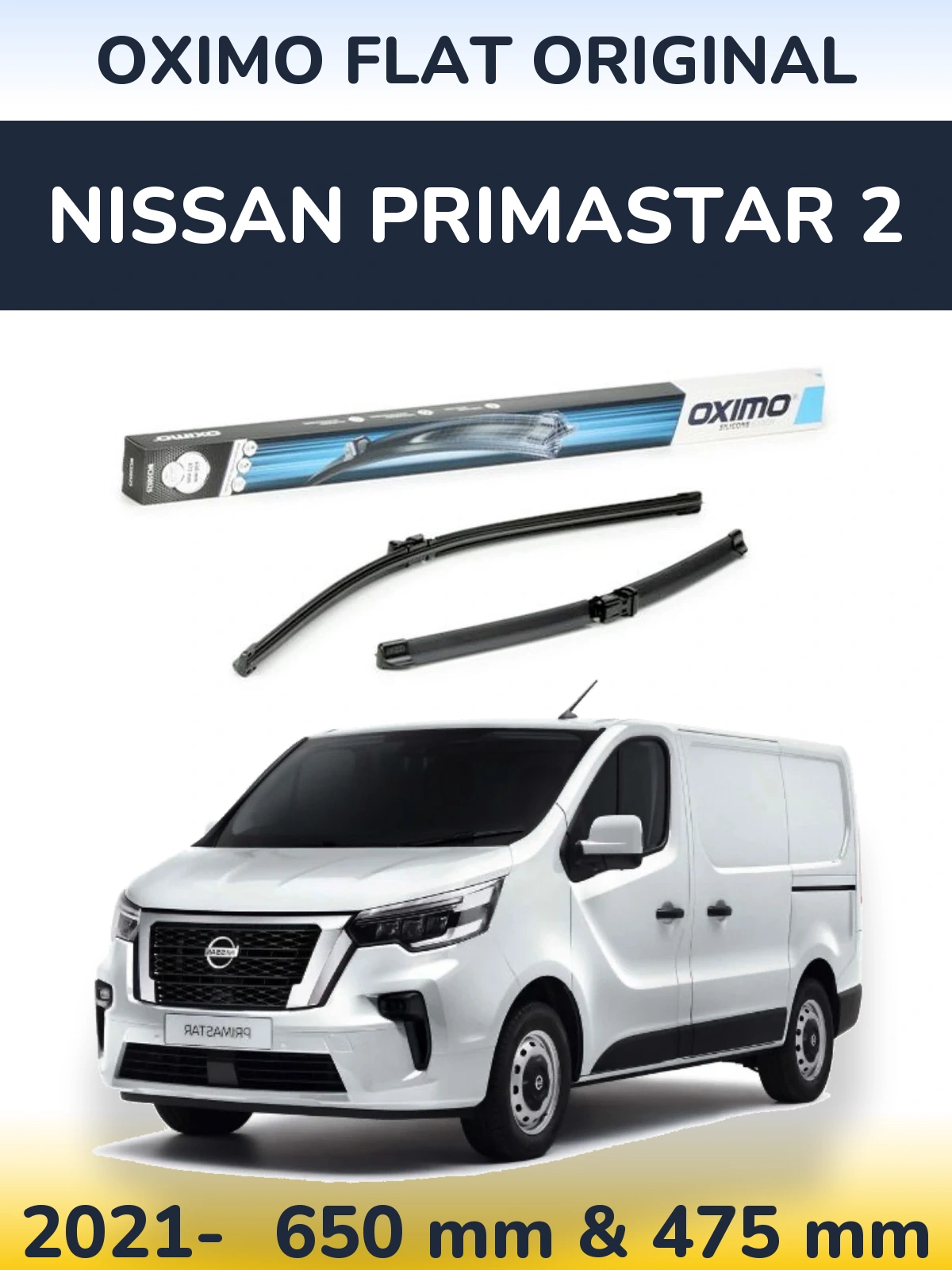 Sada předních stěračů Oximo Flat Original 650 a 475 mm pro Nissan Primastar 2 2021-2026