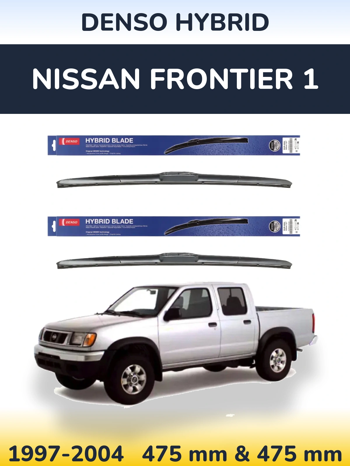 Sada předních stěračů Denso Hybrid 475 a 475 mm pro Nissan Frontier 1 1997-2004