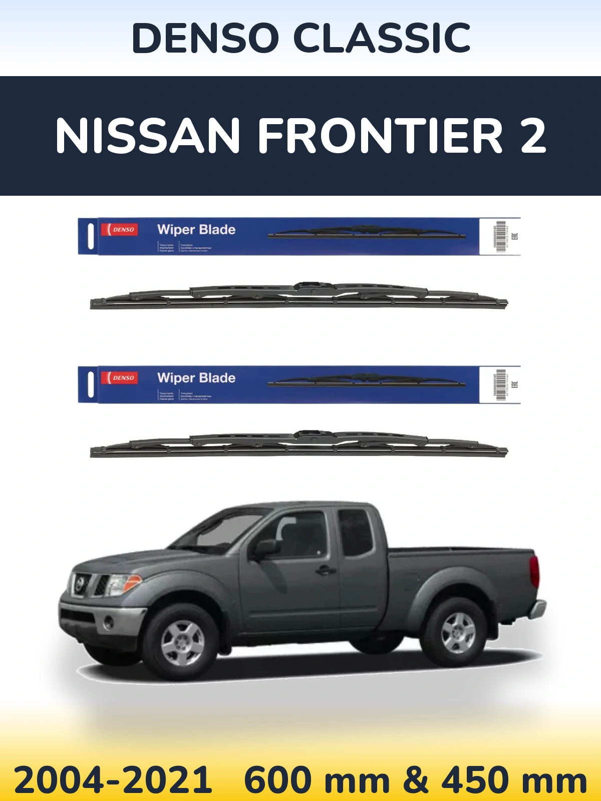Sada předních stěračů Denso Classic 600 a 450 mm pro Nissan Frontier 2 2004-2021