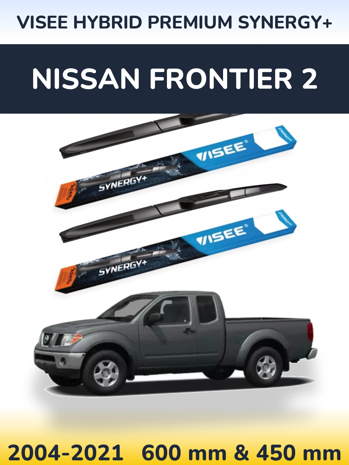 Sada předních stěračů VISEE HYBRID PREMIUM SYNERGY+ 600 a 450 mm pro Nissan Frontier 2 2004-2021