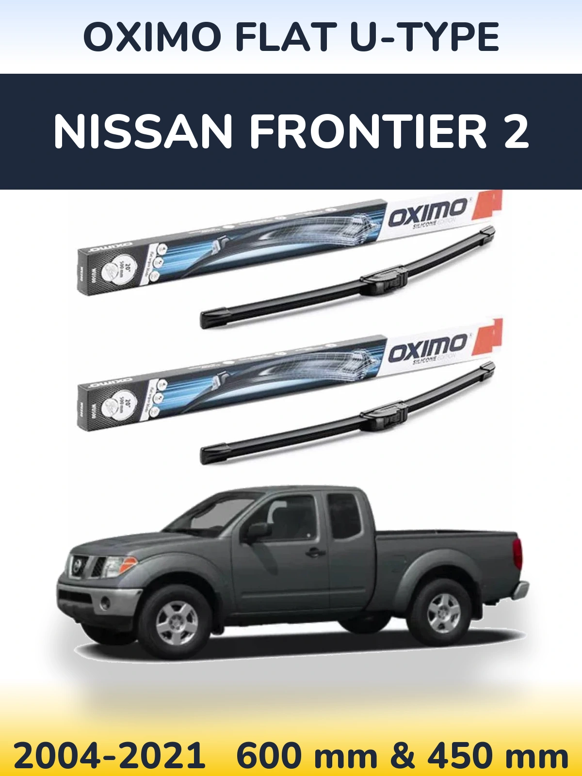 Sada předních stěračů Oximo Flat U-type 600 a 450 mm pro Nissan Frontier 2 2004-2021