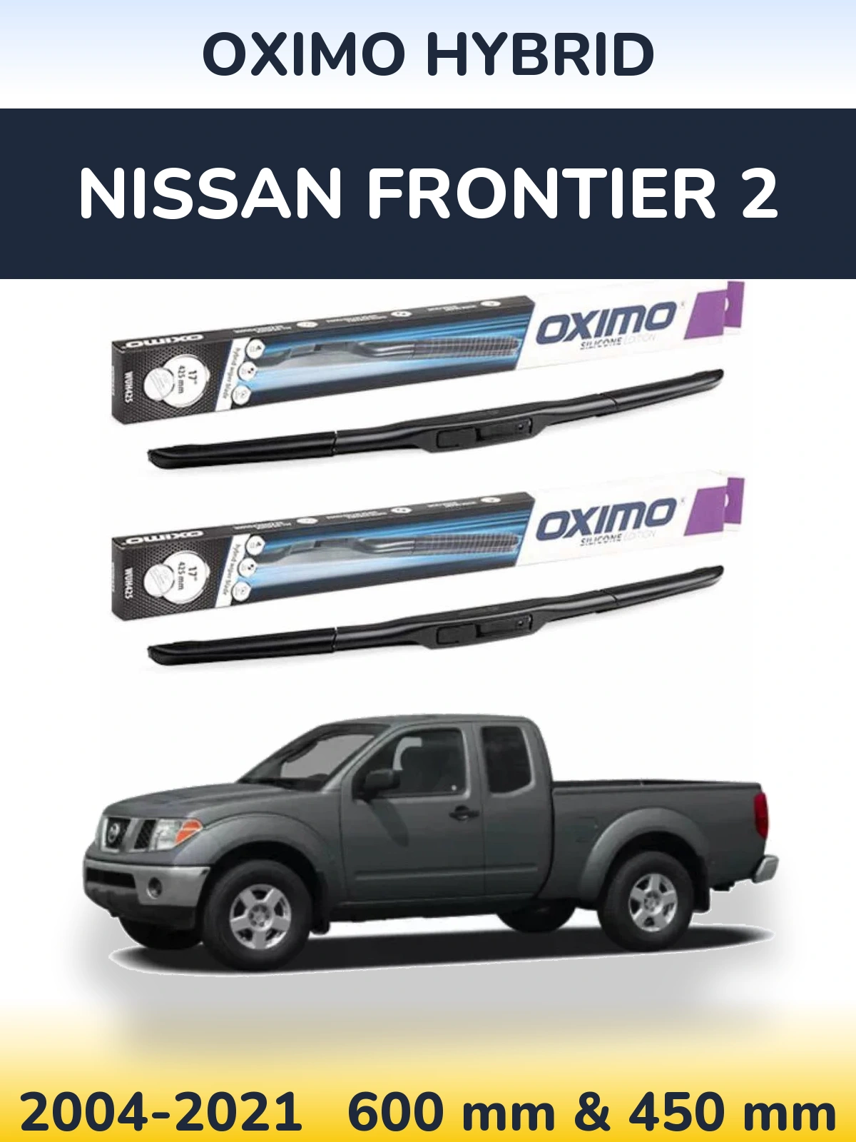 Sada předních stěračů Oximo Hybrid 600 a 450 mm pro Nissan Frontier 2 2004-2021