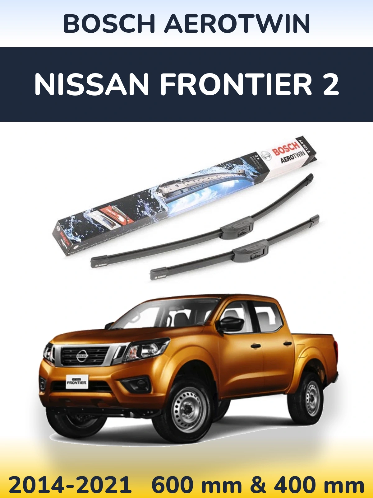 Sada předních stěračů BOSCH AeroTwin 600 a 400 mm pro Nissan Frontier 2 2014-2021
