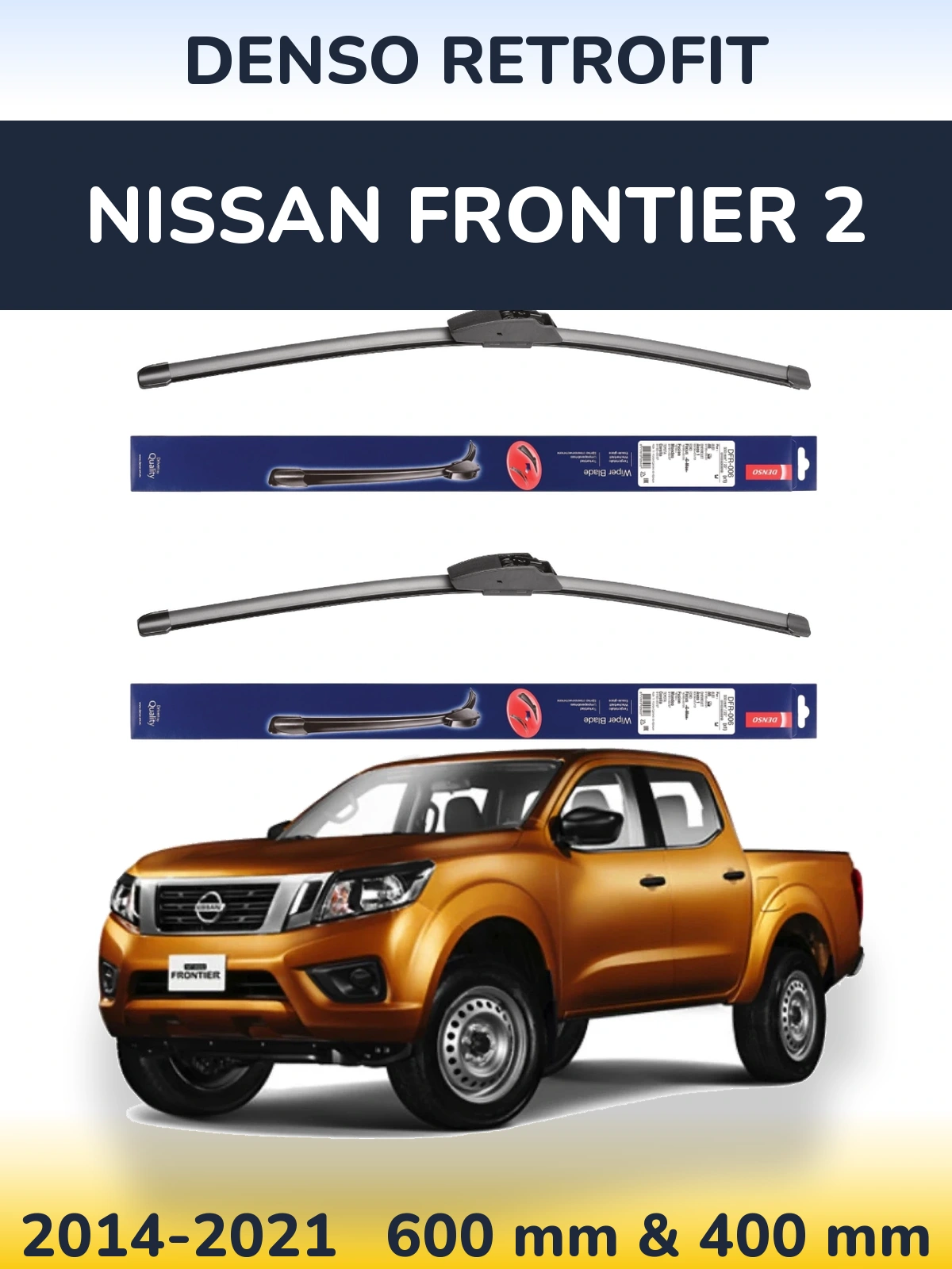 Sada předních stěračů Denso Retrofit 600 a 400 mm pro Nissan Frontier 2 2014-2021