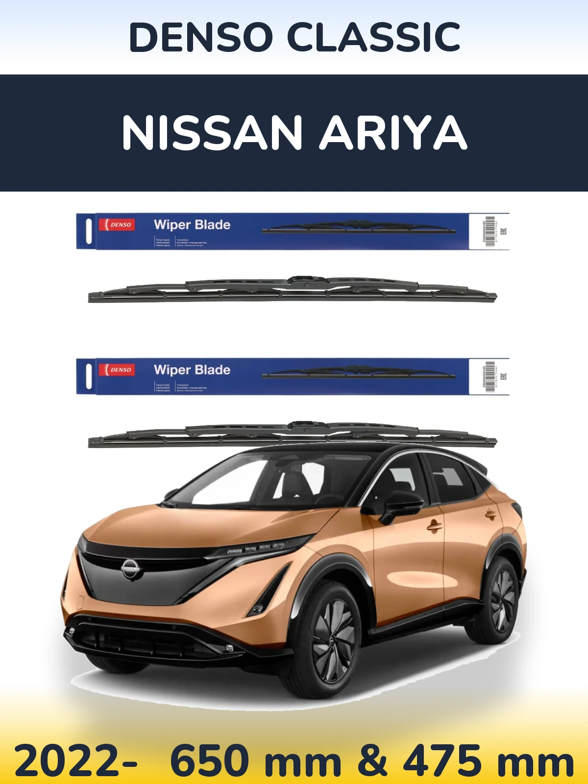 Sada předních stěračů Denso Classic 650 a 475 mm pro Nissan Ariya 2022-2026