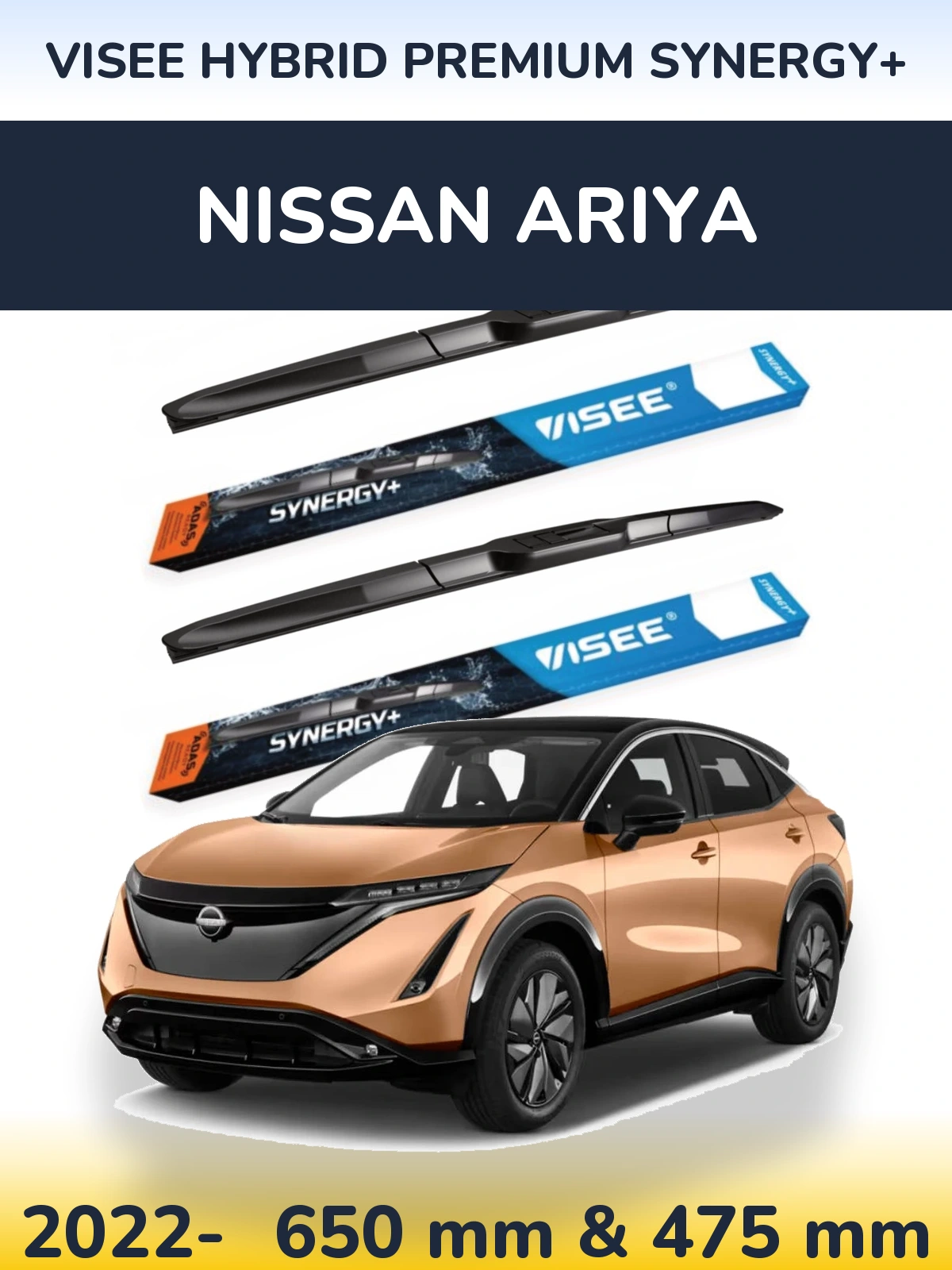 Sada předních stěračů VISEE HYBRID PREMIUM SYNERGY+ 650 a 475 mm pro Nissan Ariya 2022-2026