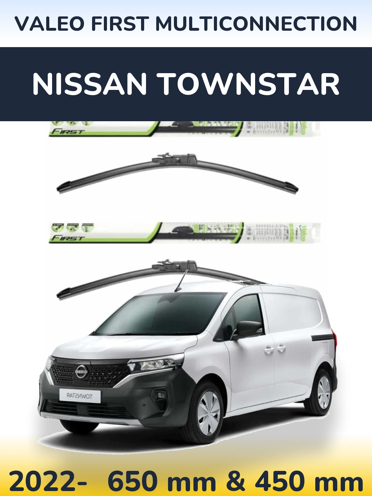 Комплект передніх щіток Valeo First MultiConnection 650 & 450 мм для Nissan Townstar 2022-2026